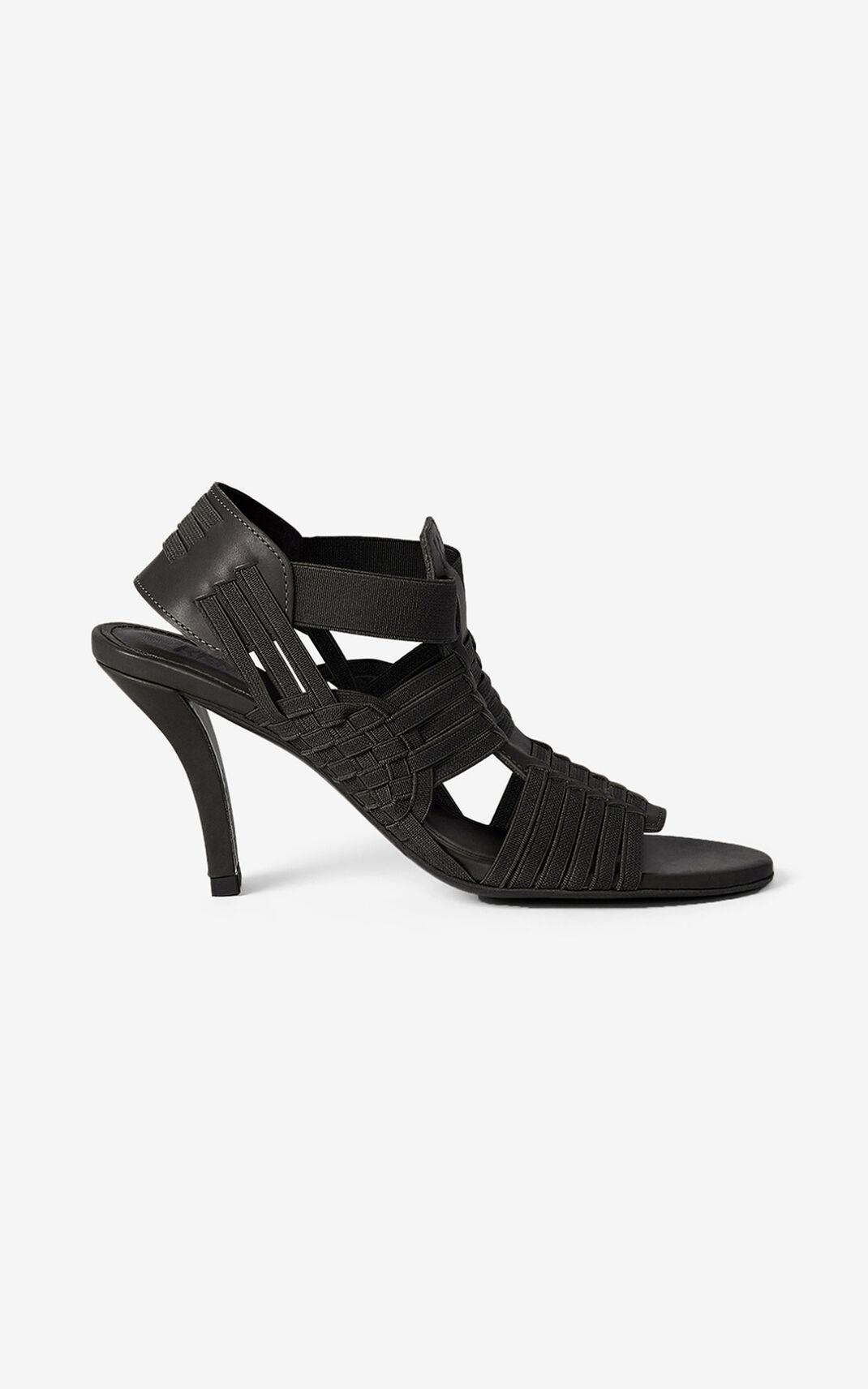 Kenzo Greek heeled leather Sandals Black For Womens 1563EBVFW